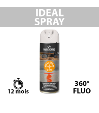 Traceur de chantier fluorescent 360° IDEAL SPRAY Blanc SOPPEC